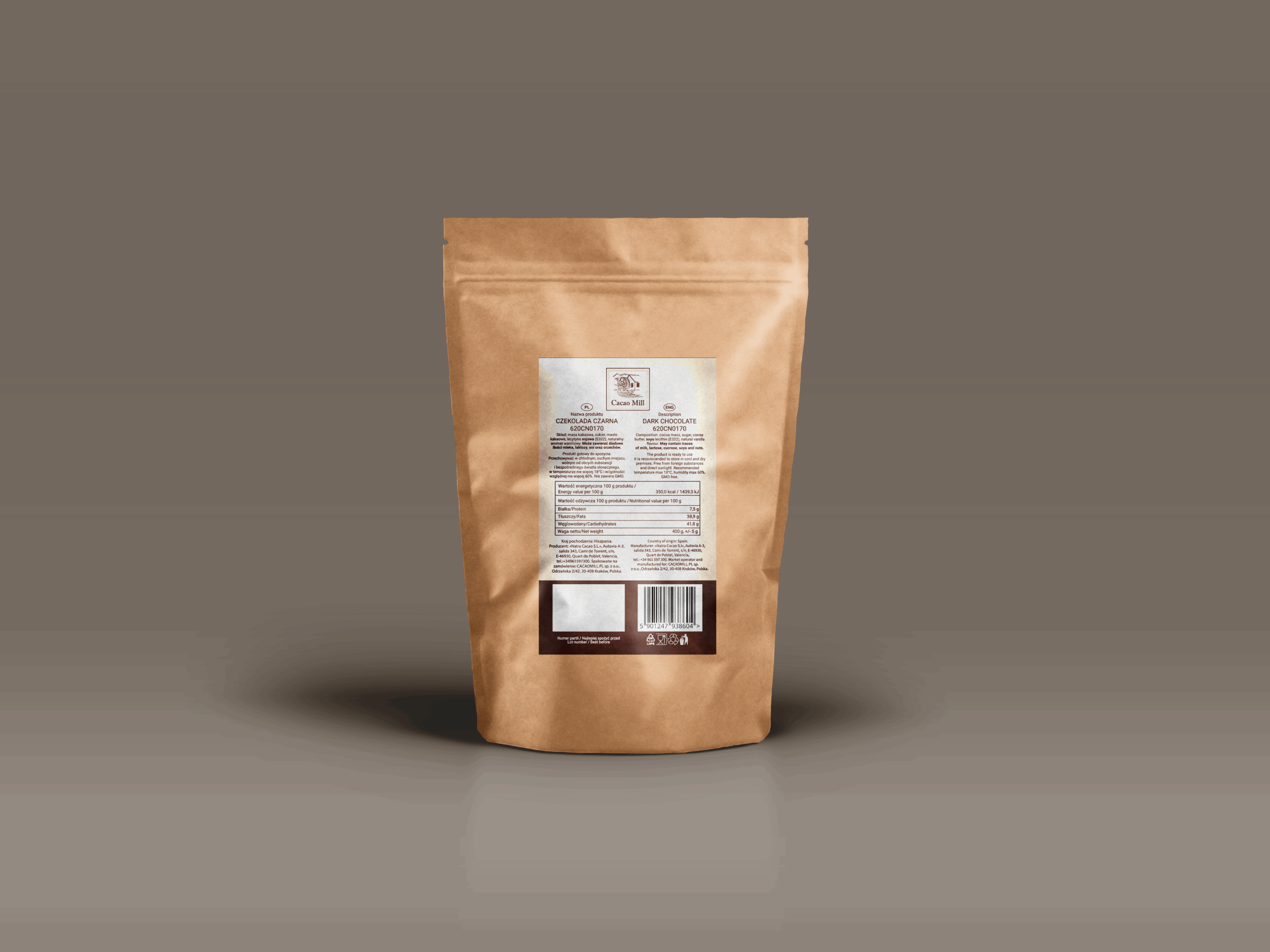 Deserowa czekolada hiszpańska 62% Cacao Mill 400g